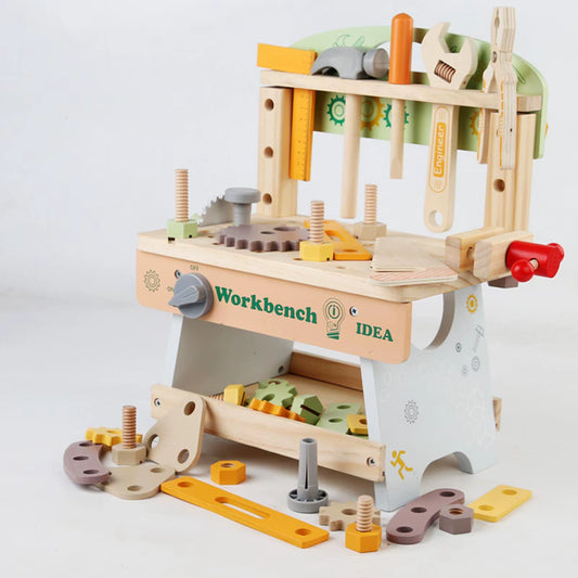 Ultimate Multifunctional Wooden Tool Bench Play Set - Perfect Gift for Creative Kids Aged 3-5!