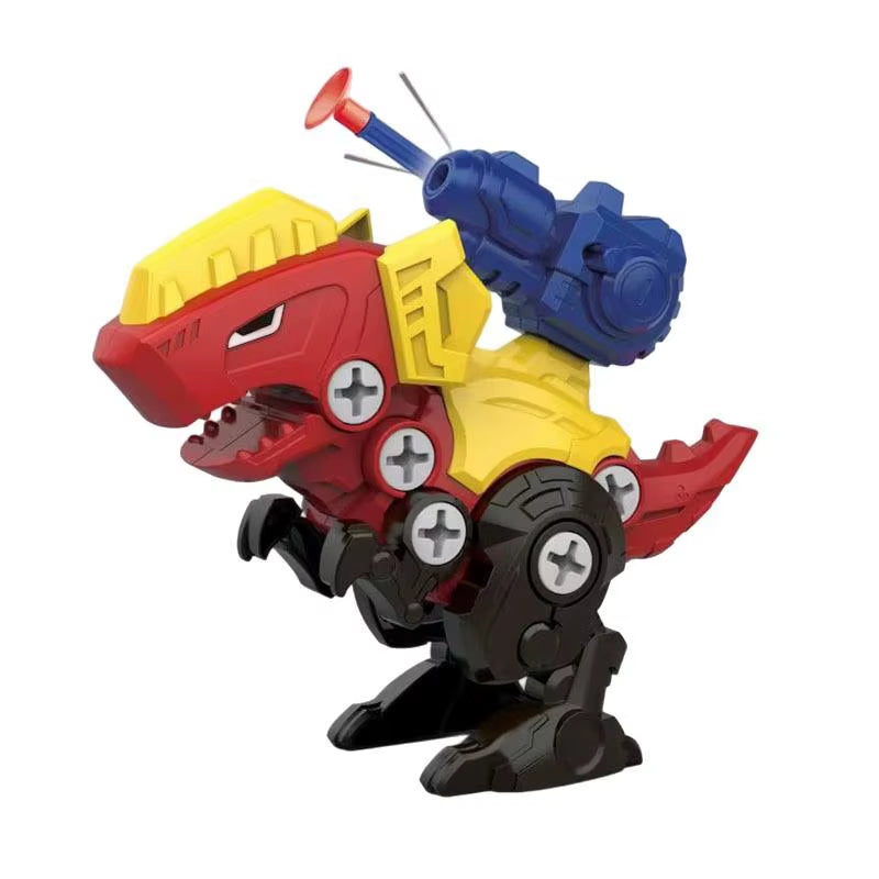Interactive 3D Dinosaur Puzzle Toy for Kids - Press-to-Fire Action & DIY Detachable Assembly!