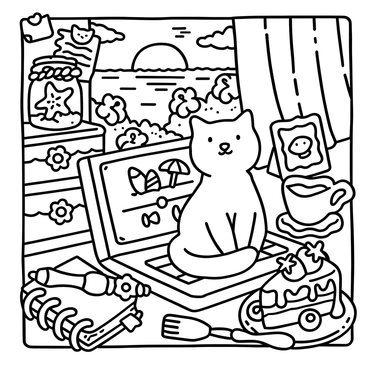 CAT MOMENTS: Fun and Relaxing Coloring Book for Adults - Perfect Gift for Celebrations and Birthdays!