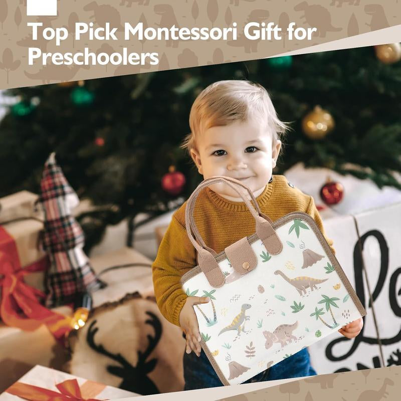 Montessori-Inspired Toddler Busy Board for Ages 1-4 - Educational Sensory Toys Featuring Dinosaurs, Alphabet, Numbers, Shapes, Drawing, and Life Skills - Ideal Birthday Gifts and Travel Toys for Boys and Girls