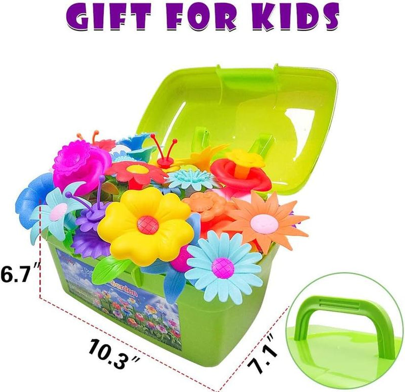 Flower Garden Building Set for Girls - 130 Piece Floral Arrangement Playset, Ideal Gift for Creative Play and Pretend Gardening, Educational STEM Toy for Children Ages 3-7