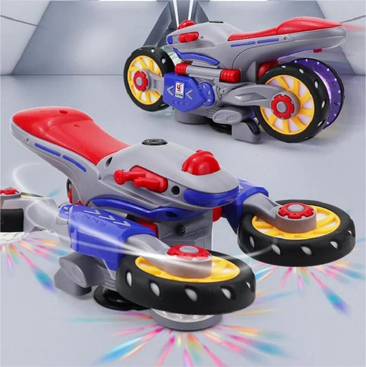 Electric Transformable Motorcycle Toy with Stunt Rotation, Universal Drive, Lights, and Music for Children - Ideal Gift for Boys