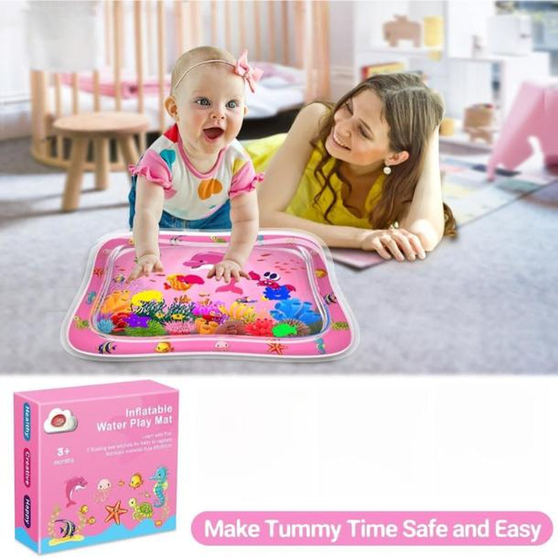 Baby Tummy Time Water Mat - Inflatable Sensory Playmat for Newborns and Infants (3-12 Months) - Ideal Gift for Boys and Girls (Pink)