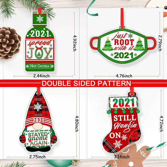 Elevate Your Holiday Spirit with the 2021 Set of 4 Decorative Christmas Ornaments - Perfect for Festive Home Decor and Gift Giving!