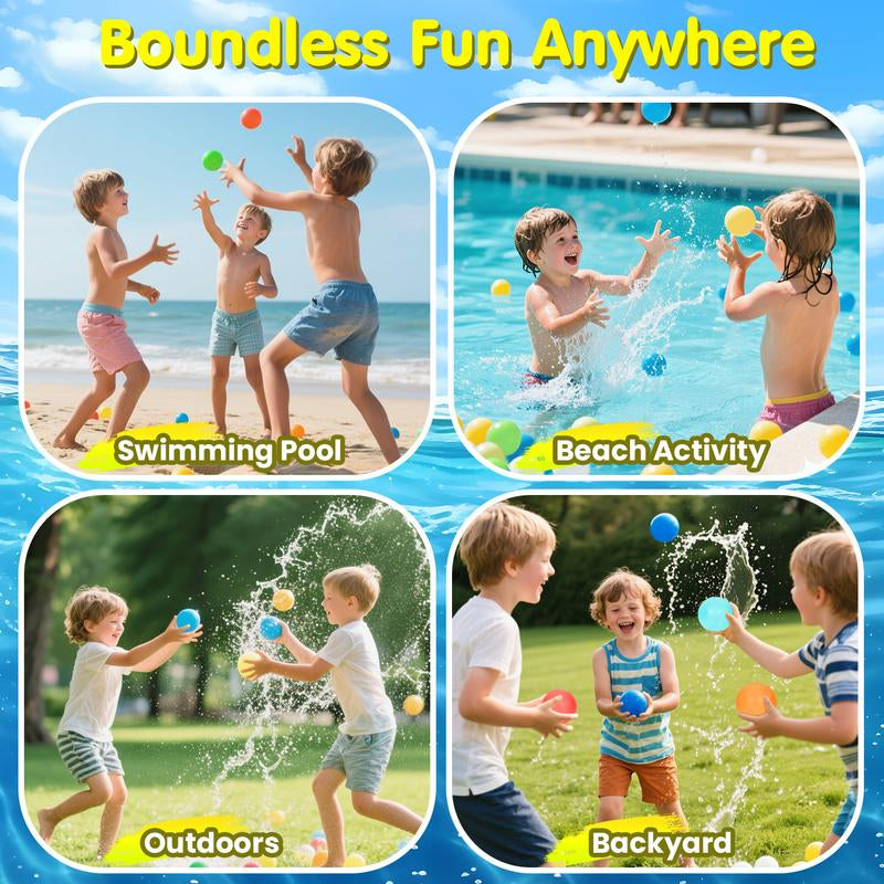 Vusign 24-Pack Reusable Water Balloons - Outdoor Summer Toys for Children Ages 3-12, Ideal for Pool and Beach Activities