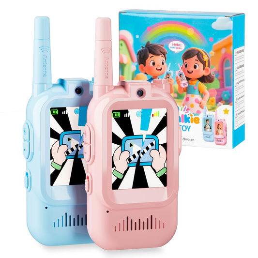 Children's Video Walkie Talkies - 2-Pack with Extended Range Communication and Integrated Camera for Outdoor Play, Suitable for Ages 3-12