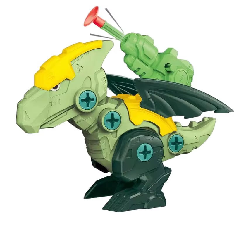 Interactive 3D Dinosaur Puzzle Toy for Kids - Press-to-Fire Action & DIY Detachable Assembly!