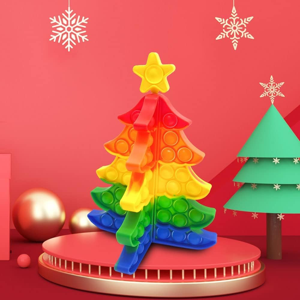 Experience the Joy of the Holidays with the 3D Stereo Christmas Fidget Toy Set - 10 Piece Push Bubble Sensory Toys for Stress Relief and Festive Fun, Perfect for All Ages and Ideal for Autism and ADHD Support