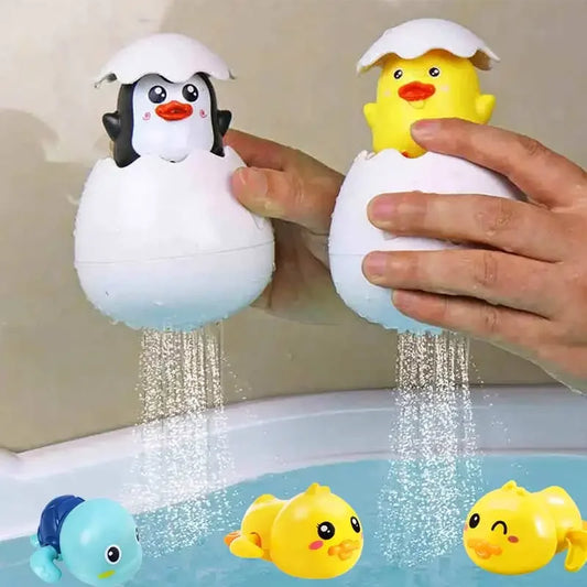 Exciting Cute Duck and Penguin Egg Water Spray Sprinkler Toy – Perfect for Bath Time and Pool Fun!