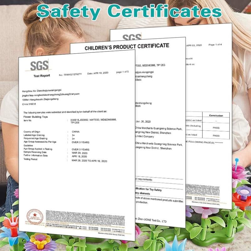 Flower Garden Building Set for Girls - 130 Piece Floral Arrangement Playset, Ideal Gift for Creative Play and Pretend Gardening, Educational STEM Toy for Children Ages 3-7