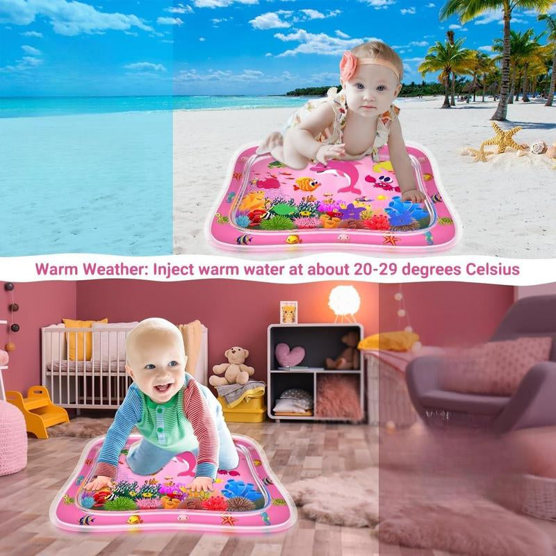 Baby Tummy Time Water Mat - Inflatable Sensory Playmat for Newborns and Infants (3-12 Months) - Ideal Gift for Boys and Girls (Pink)