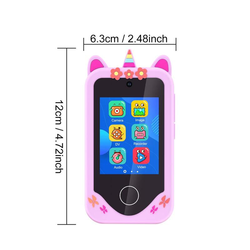 2.8-Inch Touch Screen Educational Digital Toy Phone with Dual Camera, Puzzle Games, Music Player, and ABC Learning - Ideal Gift for Boys and Girls