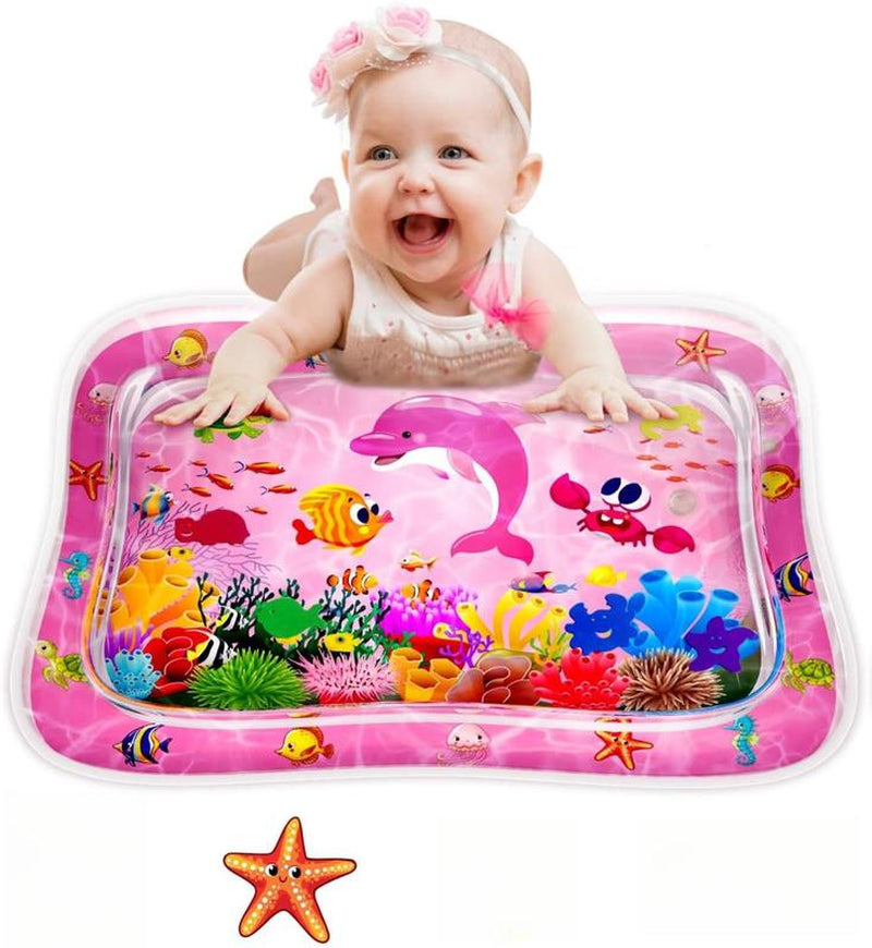 Baby Tummy Time Water Mat - Inflatable Sensory Playmat for Newborns and Infants (3-12 Months) - Ideal Gift for Boys and Girls (Pink)