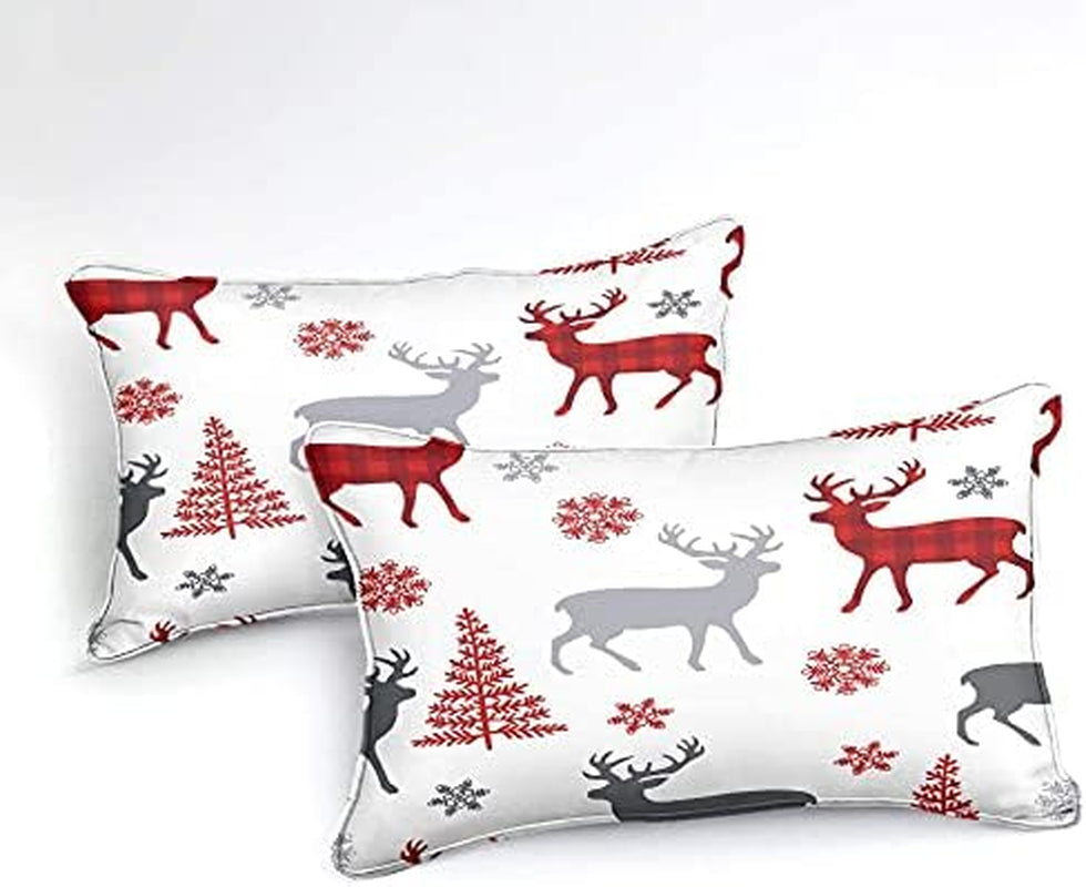 Cozy Up Your Bedroom with the Lodge Reindeer Duvet Cover Set - 3-Piece Rustic Moose Elk Bedding Collection in Queen Size