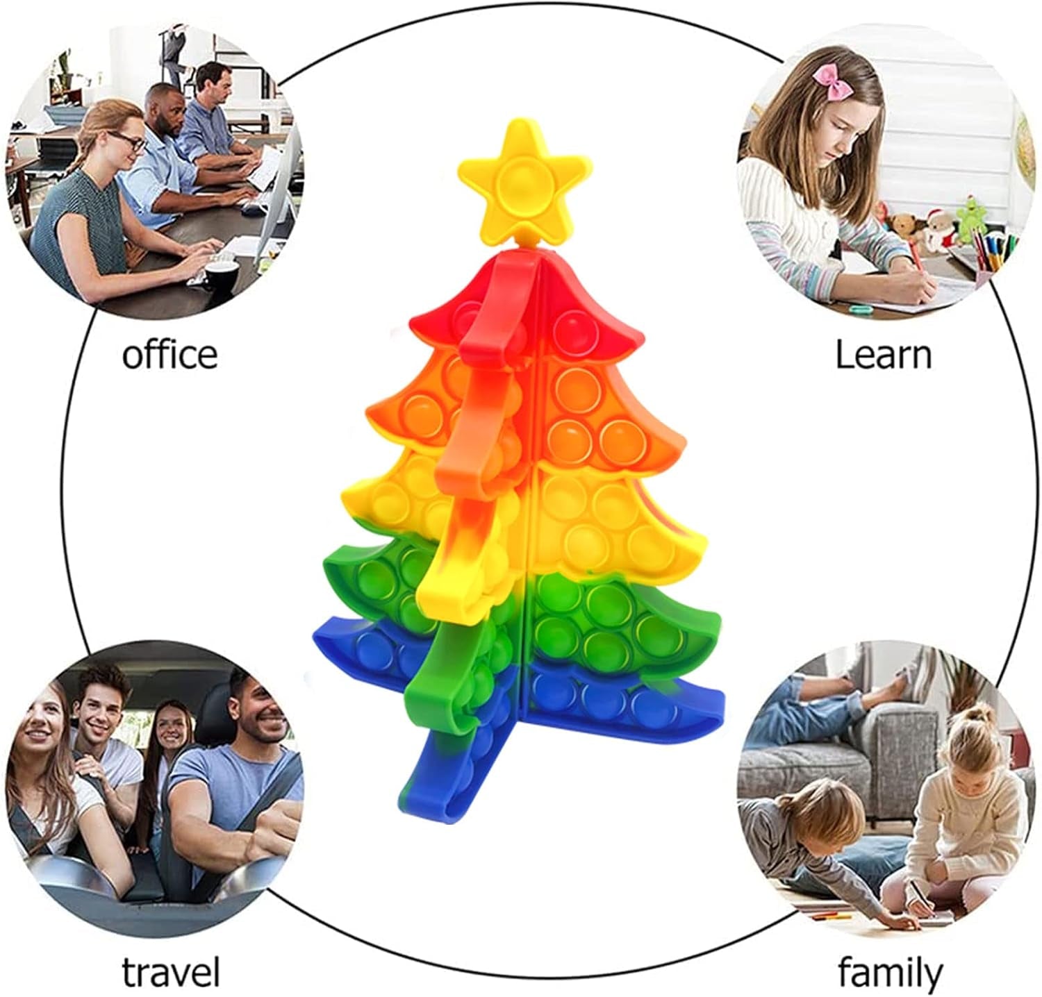 Experience the Joy of the Holidays with the 3D Stereo Christmas Fidget Toy Set - 10 Piece Push Bubble Sensory Toys for Stress Relief and Festive Fun, Perfect for All Ages and Ideal for Autism and ADHD Support