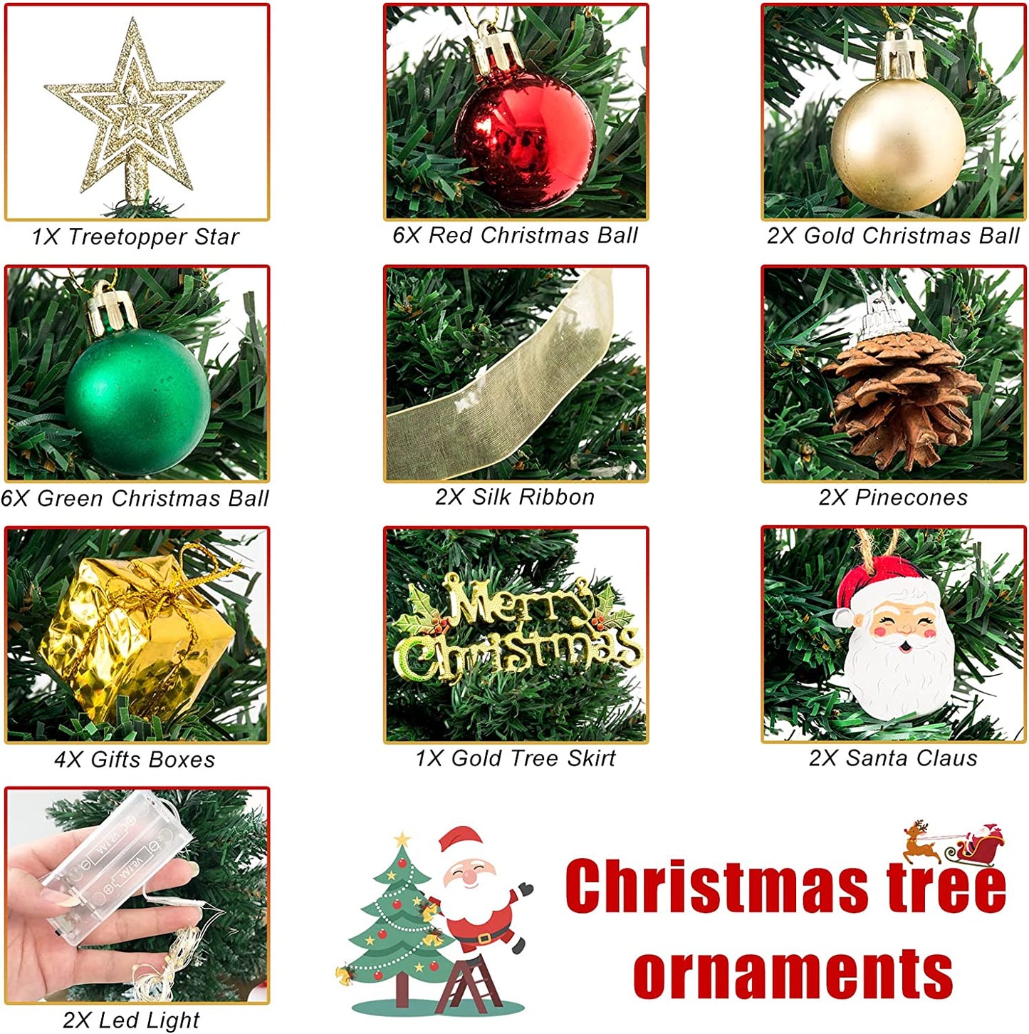 Charming 20-Inch Prelit Mini Christmas Tree with Festive Ornaments and Star Treetop for Your Holiday Decor