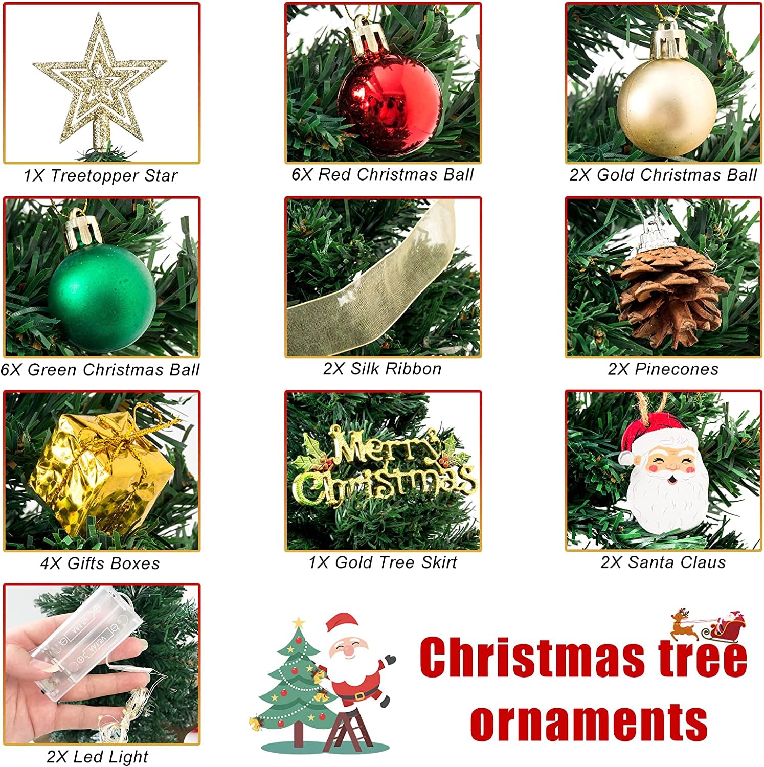 Charming 20-Inch Prelit Mini Christmas Tree with Festive Ornaments and Star Treetop for Your Holiday Decor