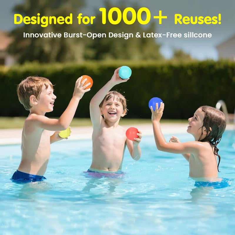 Vusign 24-Pack Reusable Water Balloons - Outdoor Summer Toys for Children Ages 3-12, Ideal for Pool and Beach Activities