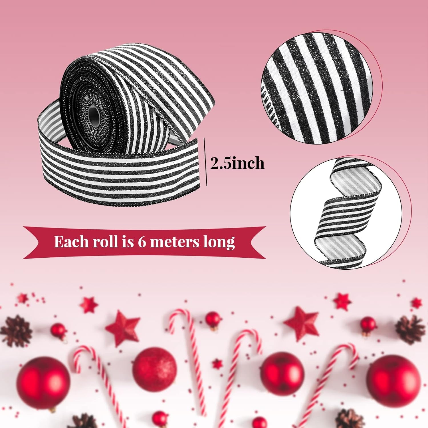 Elevate Your Holiday Spirit with the Classic Christmas Tree Decoration Set - Featuring a Stunning Topper Bow, Elegant Black and White Tree Skirt, and Versatile Wired Ribbons for Farmhouse Charm