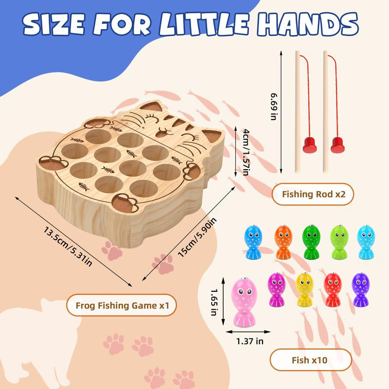 Edutree Wooden Magnetic Fishing Game for Toddlers Aged 1-3, Montessori Sensory Busy Board for Developing Fine Motor Skills in Young Children