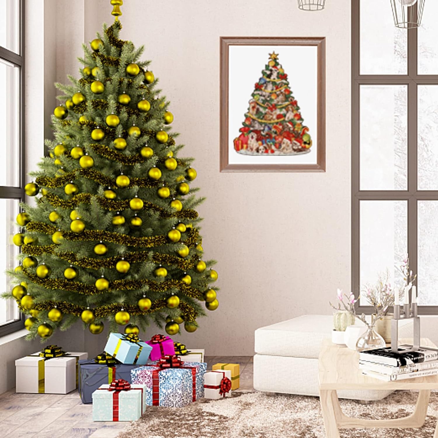 Delightful Christmas-Themed Wooden Jigsaw Puzzles for Adults - Featuring Festive Designs of Trees, Cats, and Dogs - Perfect for Gifts and Stocking Stuffers (11.6 in x 16.5 in)