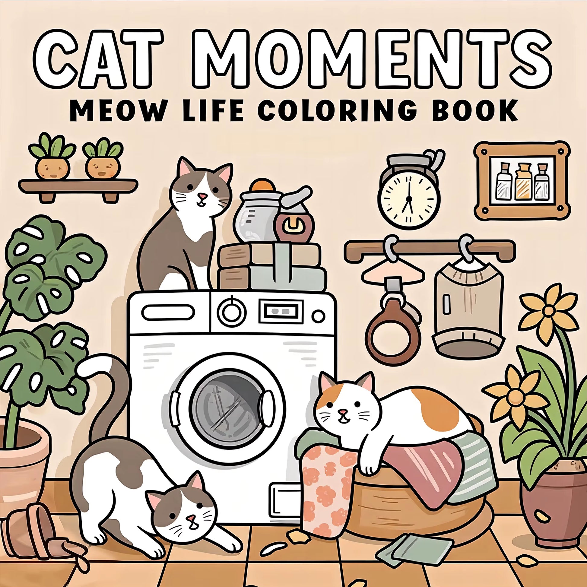CAT MOMENTS: Fun and Relaxing Coloring Book for Adults - Perfect Gift for Celebrations and Birthdays!