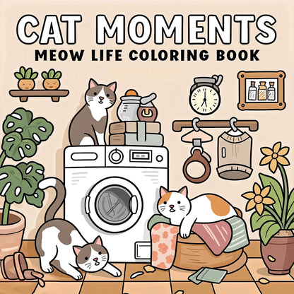 CAT MOMENTS: Fun and Relaxing Coloring Book for Adults - Perfect Gift for Celebrations and Birthdays!