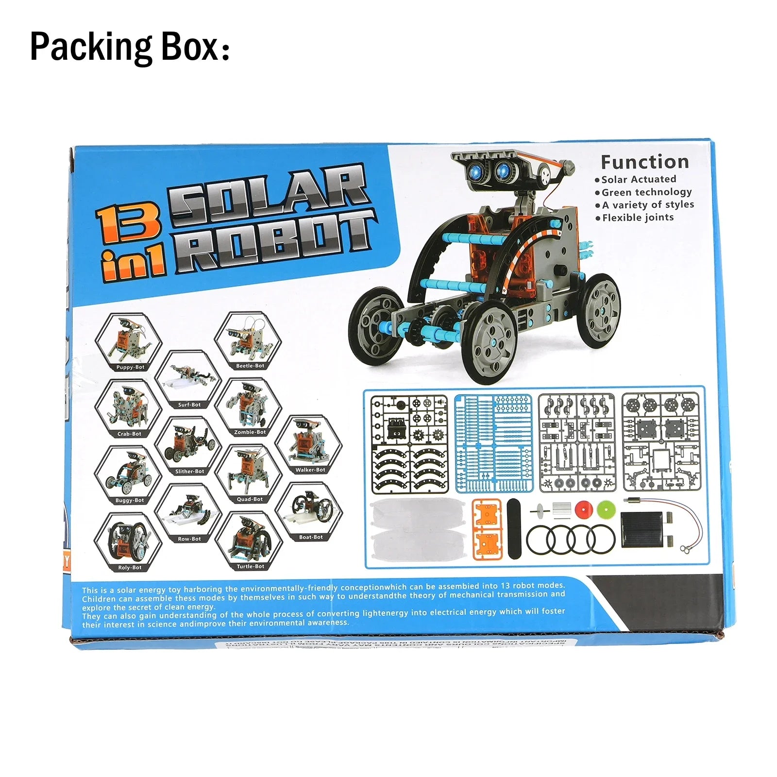 13-in-1 Solar-Powered Robot Science Kit - DIY Building Blocks Educational Toy for Kids