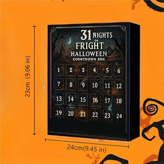Halloween Countdown Box: Spooky Doll and Amulet Miniature Decoration Set, Acrylic Statues, No Power Required, Ideal Holiday Gifts