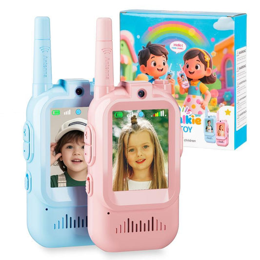Children's Video Walkie Talkies - 2-Pack with Extended Range Communication and Integrated Camera for Outdoor Play, Suitable for Ages 3-12