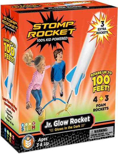 Exciting Jr Glow Rocket Launcher for Kids - 7 Glow in the Dark Rockets & Interactive Foam Blaster Set for Outdoor Fun!