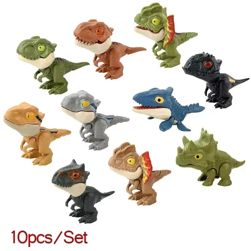 Dinosaur-Themed Interactive Finger Action Figures - Set of 5/10 Creative Tyrannosaurus Models with Dino Eggs