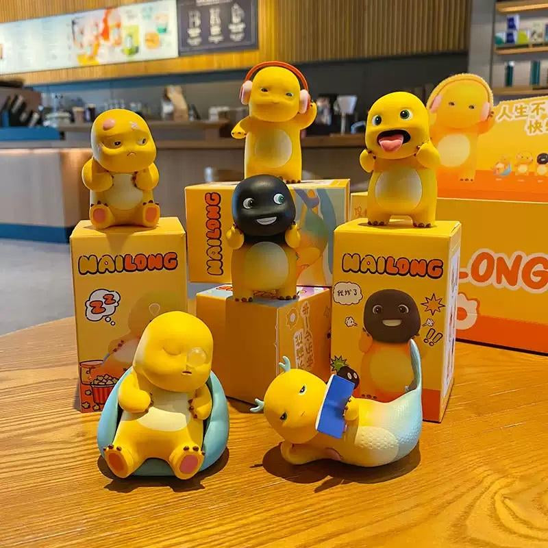 Anime Figure Nailong Milk Dragon - Kawaii Cartoon Yellow Dinosaur PVC Action Figure Model for Home Decor, Party Decorations, and Children's Gifts (4cm-7cm)