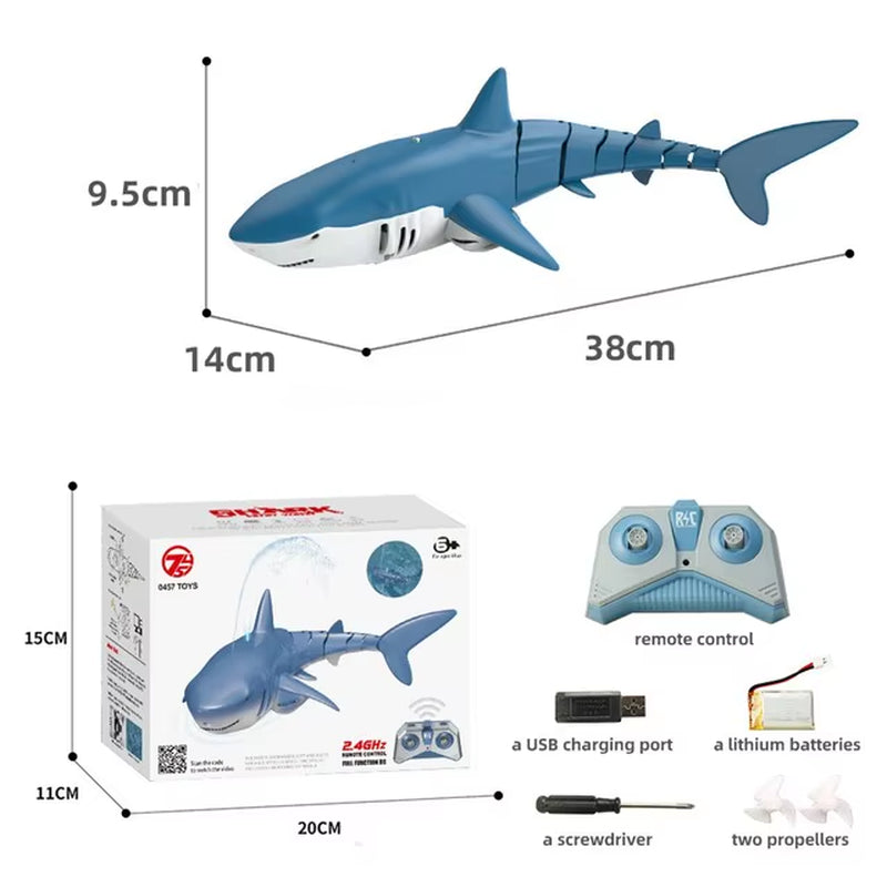 2.4G Remote Control Submarine Robots with Lights and Water Spray - Electric Shark and Fish Toys for Outdoor Play
