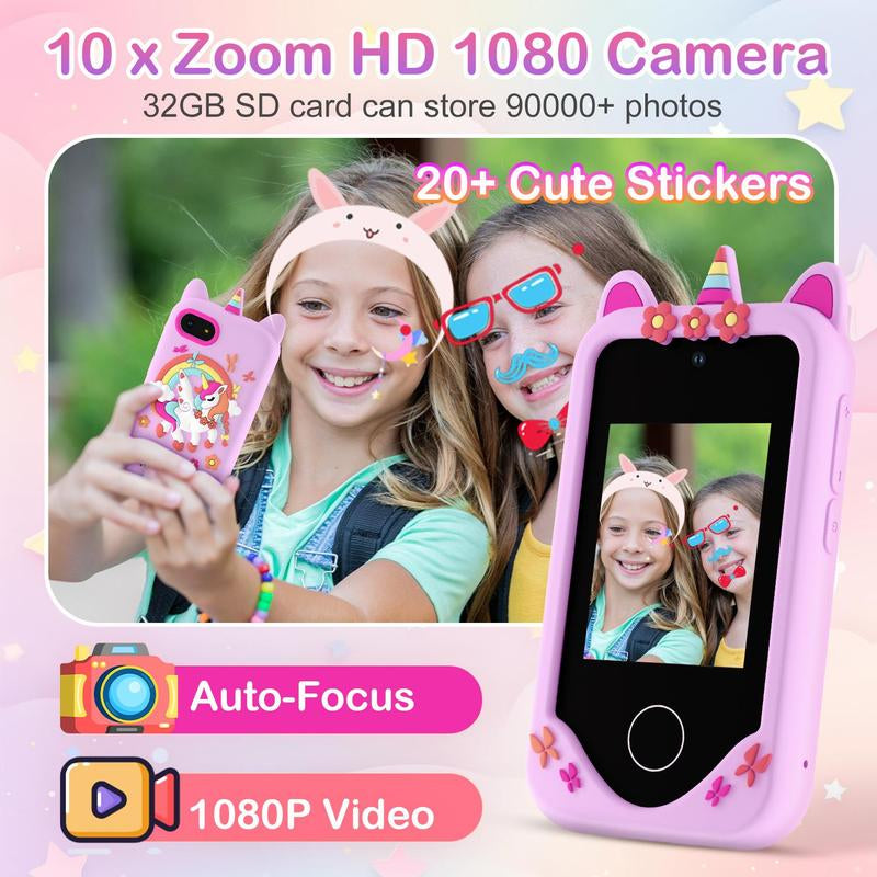 2.8-Inch Touch Screen Educational Digital Toy Phone with Dual Camera, Puzzle Games, Music Player, and ABC Learning - Ideal Gift for Boys and Girls