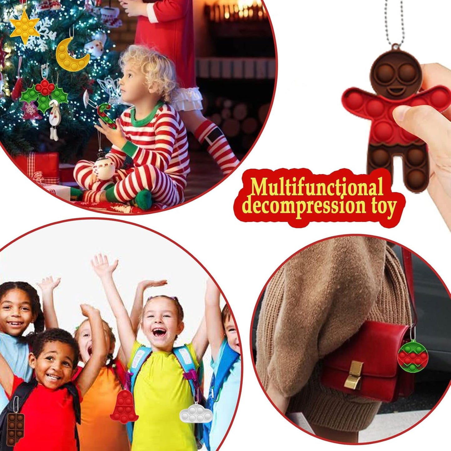 Experience the Joy of the Holidays with the 3D Stereo Christmas Fidget Toy Set - 10 Piece Push Bubble Sensory Toys for Stress Relief and Festive Fun, Perfect for All Ages and Ideal for Autism and ADHD Support