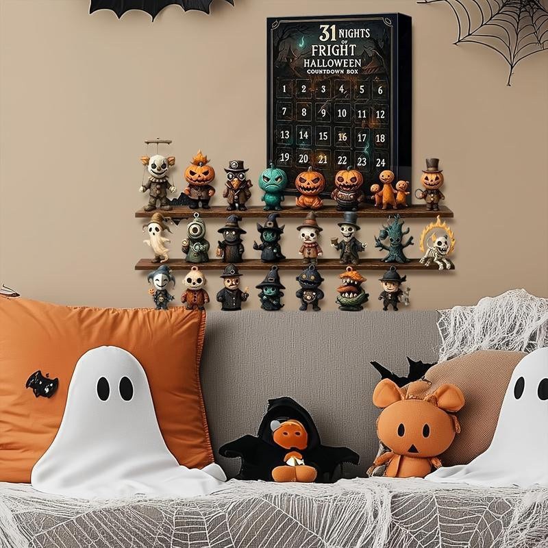 Halloween Countdown Box with Spooky Dolls and Amulets - Mini Decorative PVC Statue Gift Set, No Power Required, Perfect Holiday Gifts by Yy