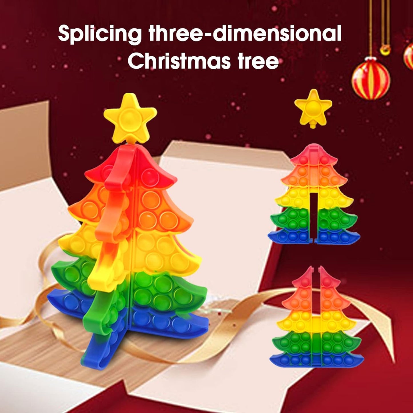Experience the Joy of the Holidays with the 3D Stereo Christmas Fidget Toy Set - 10 Piece Push Bubble Sensory Toys for Stress Relief and Festive Fun, Perfect for All Ages and Ideal for Autism and ADHD Support