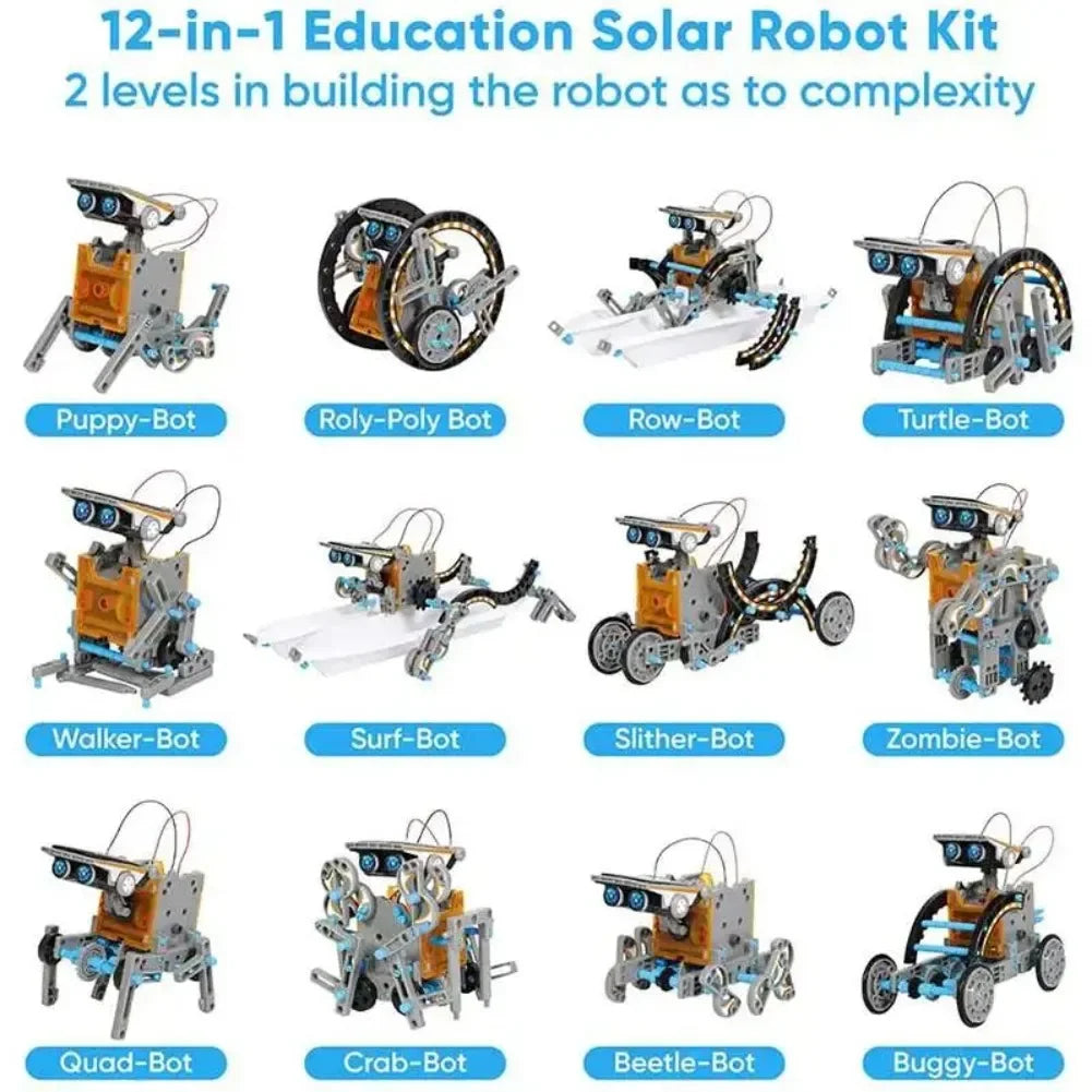 13-in-1 Solar-Powered Robot Science Kit - DIY Building Blocks Educational Toy for Kids