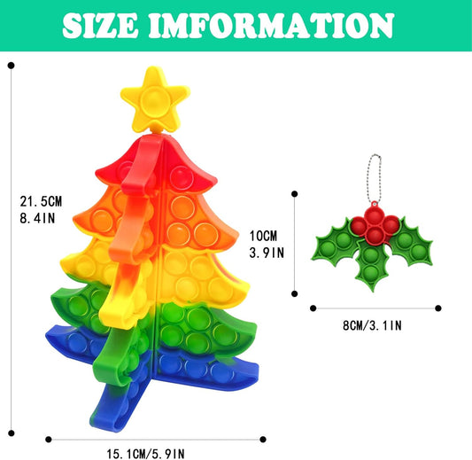 Experience the Joy of the Holidays with the 3D Stereo Christmas Fidget Toy Set - 10 Piece Push Bubble Sensory Toys for Stress Relief and Festive Fun, Perfect for All Ages and Ideal for Autism and ADHD Support