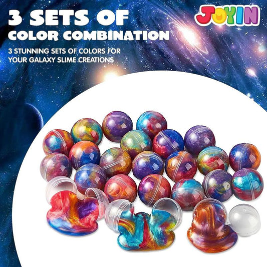 Galaxy Slime Balls - 24 Pack of Stretchy, Non-Sticky, Mess-Free Stress Relief Toys for Classroom Rewards and Party Supplies for Boys and Girls