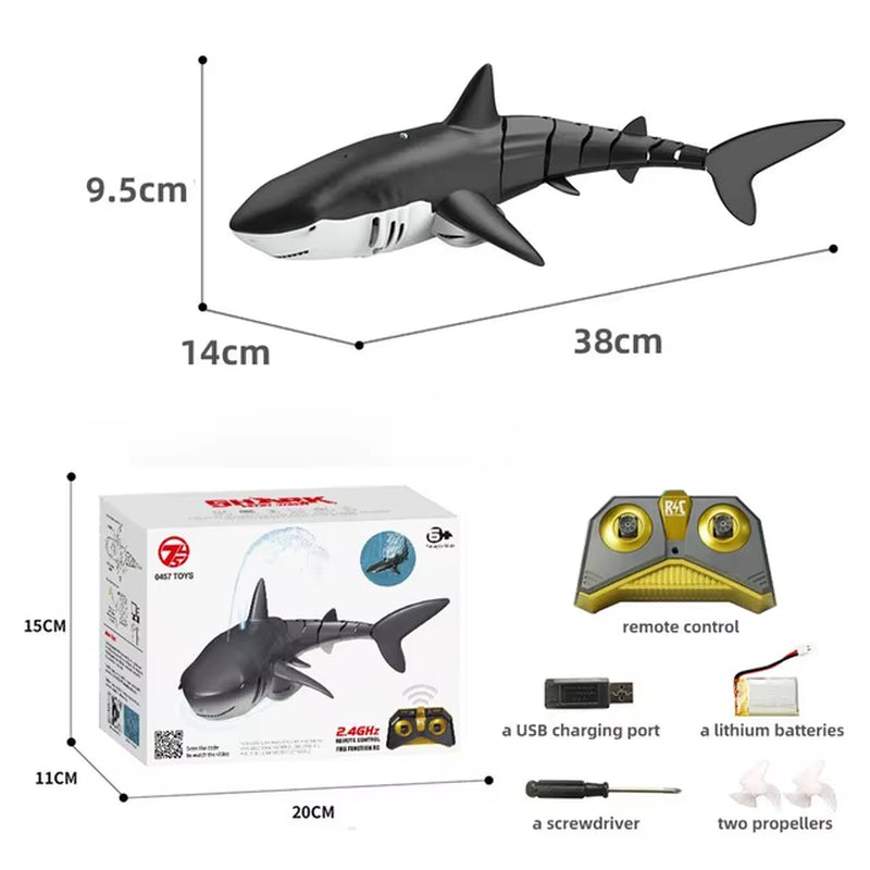 2.4G Remote Control Submarine Robots with Lights and Water Spray - Electric Shark and Fish Toys for Outdoor Play