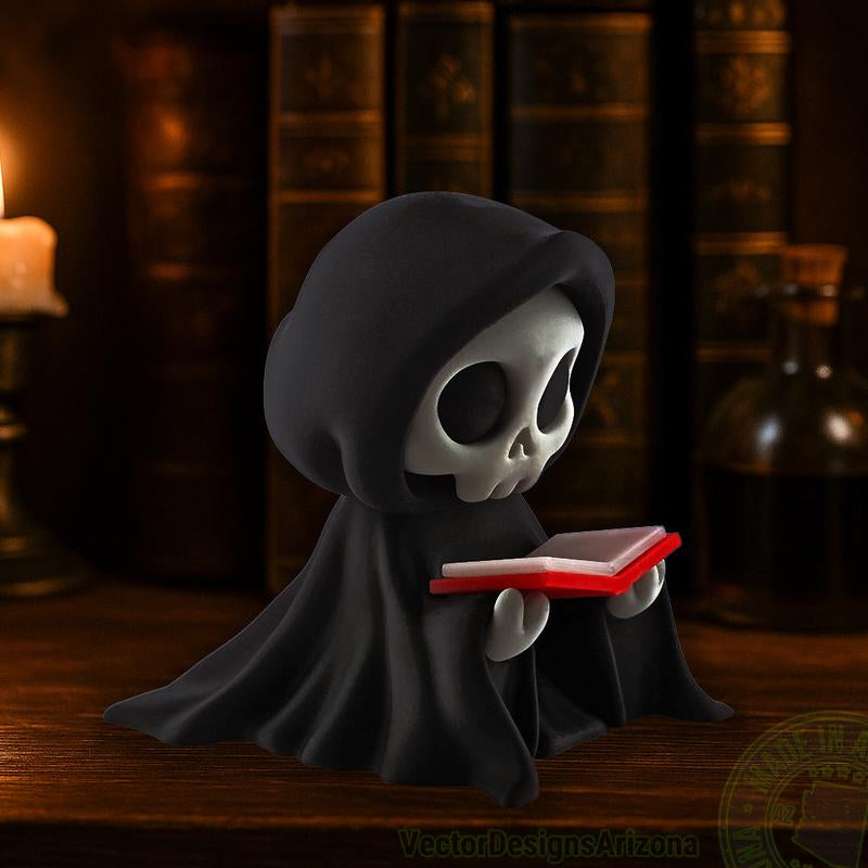 Gothic 3D Printed Grim Reaper Figurine - 3 Inch Lightweight Halloween Decor - Ideal Gift for Horror Enthusiasts and Gothic Aficionados - Spooky Shelf Ornament
