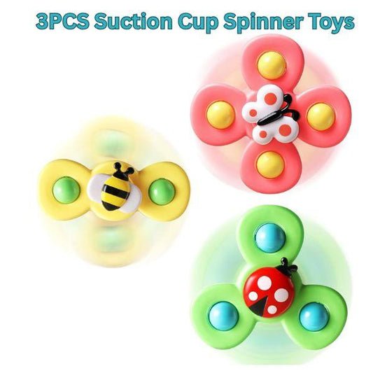 3-Piece Suction Cup Spinning Top Toy Set for Infants and Toddlers – Engaging Sensory Bath Toys for Ages 12-36 Months, Ideal Gift for Boys and Girls Aged 1-2 Years