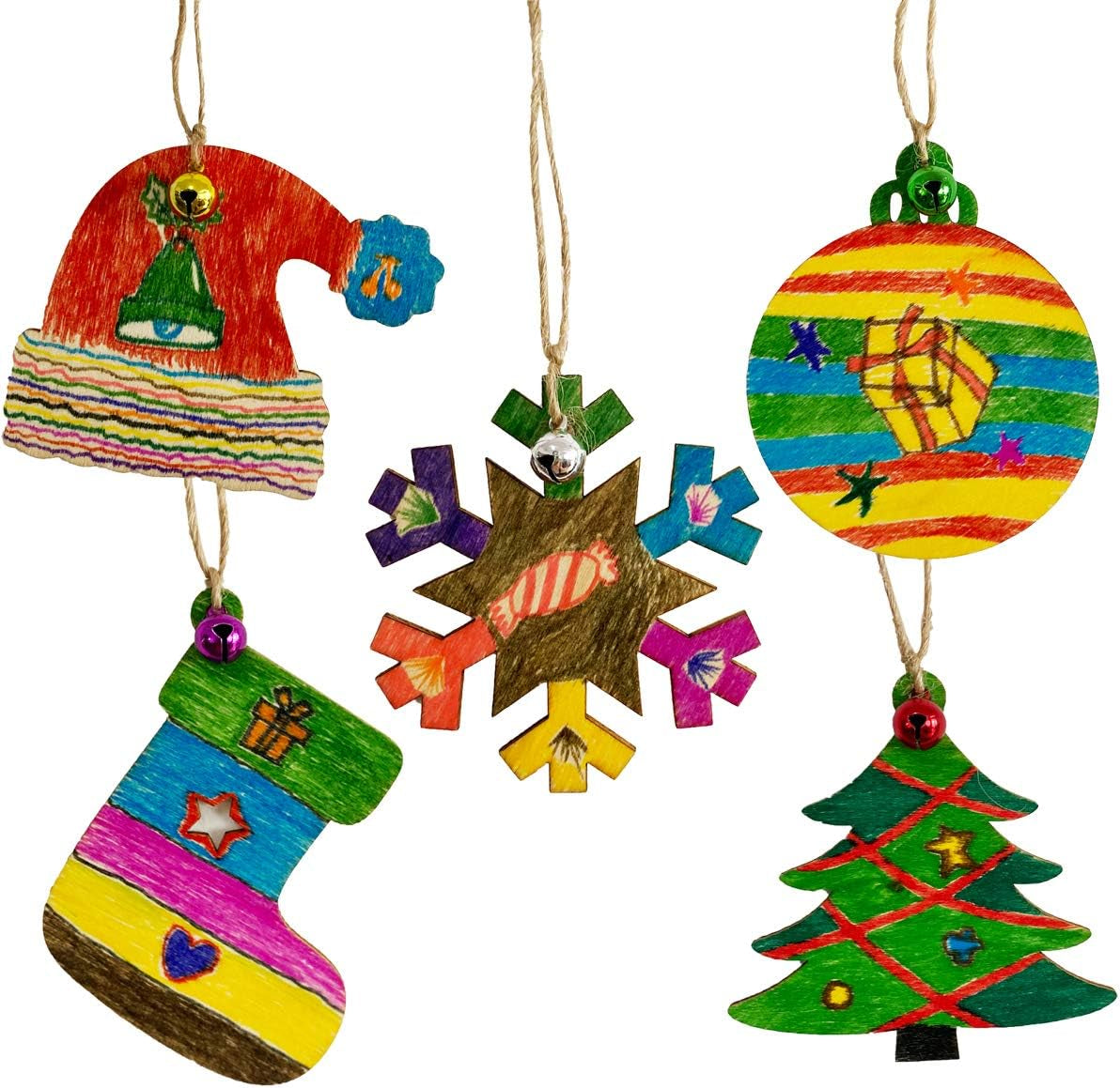 Create Your Own Holiday Magic with 50-Piece Unfinished Wooden Christmas Ornaments for DIY Crafts and Festive Decor