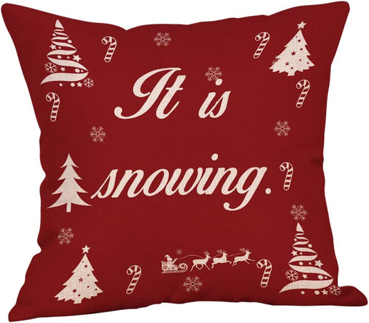 Transform Your Space with Our Set of 4 Festive Christmas Decorative Pillow Covers - 18x18 Inch Cotton Linen Style!