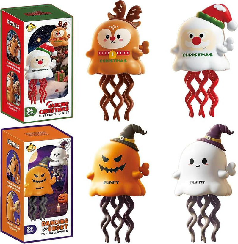 2025 Halloween Dancing Ghost Toys and Magical Cornspring Slide Christmas Elk Wind-Up Twist Toys - Creative Fidget Sensory Toys for Kids' Party Favors and Educational Use
