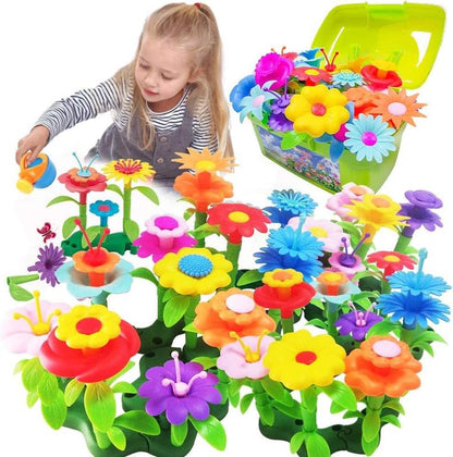 Flower Garden Building Set for Girls - 130 Piece Floral Arrangement Playset, Ideal Gift for Creative Play and Pretend Gardening, Educational STEM Toy for Children Ages 3-7