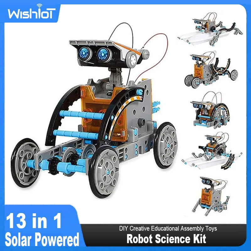 13-in-1 Solar-Powered Robot Science Kit - DIY Building Blocks Educational Toy for Kids