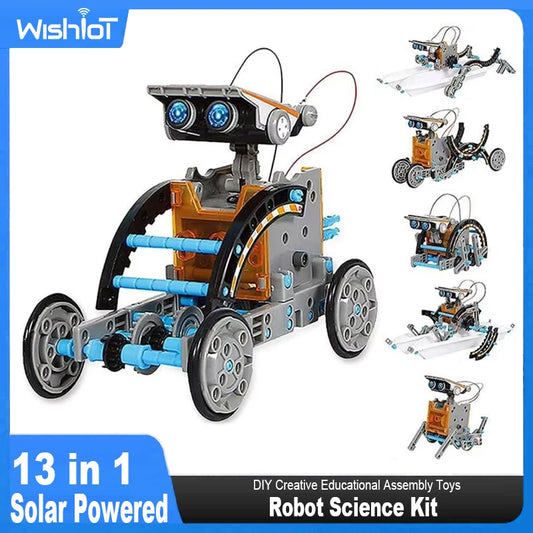 13-in-1 Solar-Powered Robot Science Kit - DIY Building Blocks Educational Toy for Kids